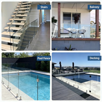 Supports de fixation pour garde-corps en verre sans cadre en acier inoxydable de précision, modernes, personnalisables OEM pour escaliers, centres commerciaux, villas et jardins