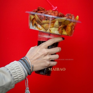 Bottiglia di PP bolla di tè Boba Modulare tazza di snack vassoio di <span class=keywords><strong>insalata</strong></span> di frutta condividere tazza di plastica con coperchio del vassoio, tazza di plastica per uso alimentare - Product Image 1