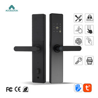 Serrure intelligente WiFi Cloud TTLock, contrôlée par l'application Tuya, déverrouillage par carte/mot de passe/empreinte digitale, construction en acier, portes en bois, sécurité de classe C