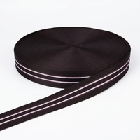 Sangle élastique réglable en nylon noir de 38 mm avec deux rayures rose clair, durable, pour sac, épaule, ceinture, jacquard Liman