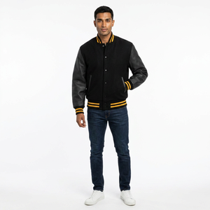 Full Customizable Premium Men's Classic <b>Stand</b> Collar Varsity Jacket with Front Logo Custom Buttons & Premium Quality - Product Image 1