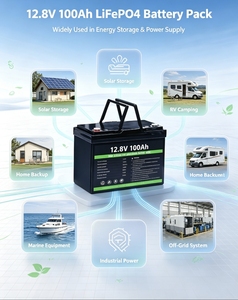 工厂供应12.8V100Ah深循环磷酸铁锂（LiFePO4）可充电1280W太阳能储能电池组 - Product Image 1