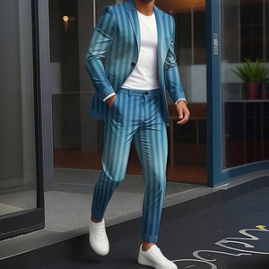 Nuovo Completo da <span class=keywords><strong>Uomo</strong></span> con Motivo Geometrico Sfumato, Slim ed Elegante, Adatto per l'<span class=keywords><strong>Abbigliamento</strong></span> Quotidiano e Streetwear dei Giovani - Product Image 4