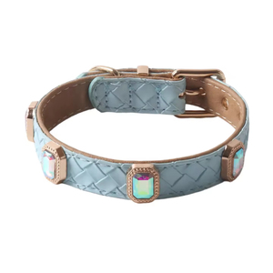 Collar de Perro Ajustable de Cuero PU Rosa, Collar de Perro con Pedrería, Collar Brillante, Collar Elegante con Cristales y Purpurina - Product Image 5