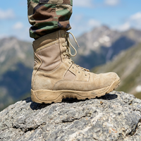 Bottes tactiques noires à lacets avec fermeture éclair, antidérapantes, respirantes, doublure en mesh, semelle intermédiaire en carbone, semelle extérieure en caoutchouc, toutes saisons