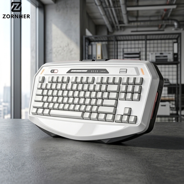 Zornher MAX870 White Mechanical Gaming Keyboard Sports-car Style Keyboard with Palm Rest Ideal for Office Use