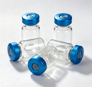 Frascos de Vidrio Borosilicato con Tapa Abatible de Aluminio Azul, 3ml 5ml 10ml, Botellas de Almacenamiento Herméticas con Cuello Prensado Transparente - Product Image 4