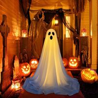 Décoration d'Halloween Lumineuse en Tissu de Soie pour Porche, Fantôme Debout pour Jardin, Emballée