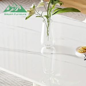 <span class=keywords><strong>Table</strong></span> à manger en pierre frittée de style crème moderne Wayon, ensemble de <span class=keywords><strong>table</strong></span> et de chaises ovales créatif et peu encombrant pour petit appartement - Product Image 6