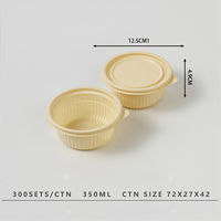 Barquette alimentaire jetable biodégradable en amidon de maïs sans PFAS, micro-ondable, avec couvercle, pour emporter, à emporter, boîte à lunch