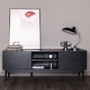 현대 거실 간단한 스타일 어두운 갈색 캐비닛 콘솔 테이블 Tv 단위 Mdf Tv 스탠드 가구 서랍