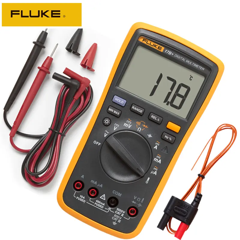 FLUKE 17B Plus Professional Digital Multimeter Polymeter Tester Voltmeter Ammeter Frequency Temperature Multi Meter