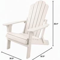 Chaises Adirondack en plastique blanc pour l'extérieur, résistantes à la corrosion, pour patio, pelouse, barbecue, fête, loisirs