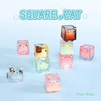 Boîtes mystères de la série Square Cat, 3 figurines par boîte, design aléatoire, figurines d'action en résine, jouet de collection animal mignon, mini chats