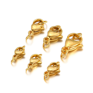 Fermoir de homard plaqué or 18 carats en acier inoxydable à la mode avec deux anneaux de saut pour bijoux collier bracelets faisant des accessoires - Product Image 5