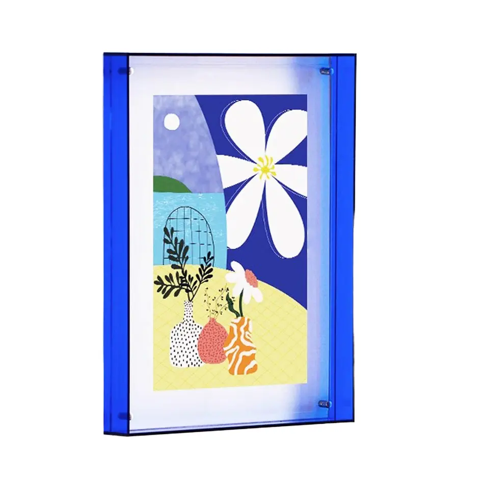 Factory wholesale customized double-sided display photo frame desktop & wall decorative color acrylic photo frame