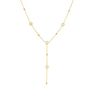 Gold Plated Hollow Flower Long Tassel Chain Necklace For Daily Wear - Product Image 5