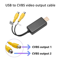Adaptateur de sortie vidéo USB vers CVBS vers câble RCA, entrée USB, 2 ports de sortie vidéo pour autoradio Android, lecteur DVD, navigation GPS