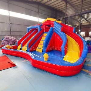 PVC scivoli d'acqua gonfiabili Combo doppia corsia di rimbalzo casa <span class=keywords><strong>castello</strong></span> di salto con piscina per schizzi e pistola a spruzzo per i bambini - Product Image 4