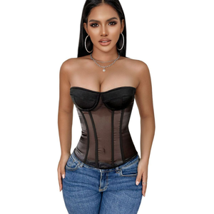 <span class=keywords><strong>Muy</strong></span> Popular ajustable transpirable tela Sexy sujetador negro Bustier corsé para <span class=keywords><strong>mujeres</strong></span> Tops vestido de fiesta - Product Image 1