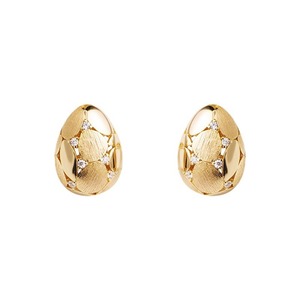 Aimgal Vintage 20mm Clip d'oreille œuf doré : Fil tiré à l'italienne, Zircon 5A empilable sur argent 925 plaqué or 18 carats pour mondaine - Product Image 5