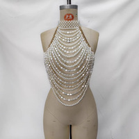 YXY-215 Collier ras du cou multi-couches en perles blanches fait main pour femmes, veste superposée, camisole, bijoux de corps, sexy, chaîne de corps à pampilles