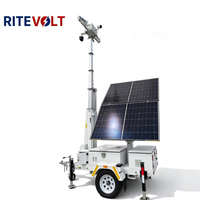 Tour de surveillance solaire mobile avec capteur CMOS, vision nocturne anti-vandalisme, batterie haute capacité et système de surveillance télescopique