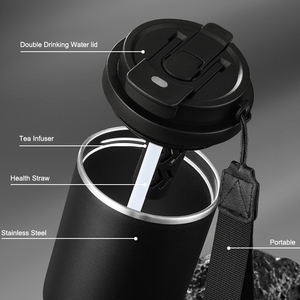 Gobelet portable 25OZ en gros avec sangle de transport, couvercle à bec rabattable, double couvercle <span class=keywords><strong>2</strong></span>-en-1 pour boisson avec orifice pour paille et bec verseur, logo personnalisé - Product Image 2