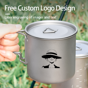 CIEUIS <span class=keywords><strong>Titanium</strong></span> Pot Cup Set 350ml 480ml 750ml Campingmok Ultralicht Opvouwbaar Handvat Koffiemok voor Buiten - Product Image 6