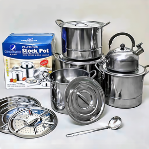 14PCS Large Capacity Cooking Pot Stainless Steel Cookware Set Deep Stock Pot Kitchen <strong>Induction</strong> Casserole Steamer Pot <strong>Kettle</strong> - Product Image 1