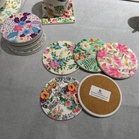 Sous-verres personnalisés avec logo, carrés ou ronds, base en liège pour bar, décoration de la maison, avec bord doré, sous-verres en céramique ou en marbre