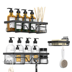 Bathroom <b>Storage</b> Rack Set 3 Tier Wall Mounted Black Carbon Steel Toilet <b>Toiletries</b> Organizer - Product Image 5