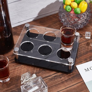 Custom Acrylic Bottle Service Tray with Shot Glasses Holder Wine Glass Display <b>Stand</b> Customized Color & Size Made in America - Product Image 1