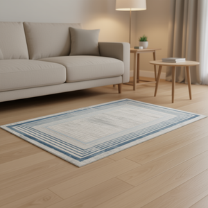 Alfombra Marfi Collection 2X3 Azul Marfil con Borde, Antideslizante, para Sala de Estar, Dormitorio, Comedor, Oficina en Casa - Product Image 2