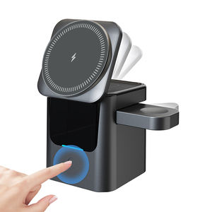 Taşınabilir masa cep telefonu saat kulakiçi şarj standı 15W hızlı şarj katlanabilir manyetik 3 in 1 kablosuz şarj - Product Image 1