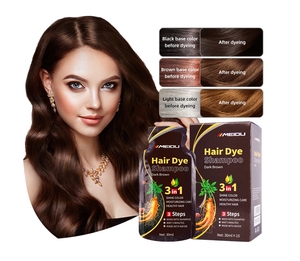 Hair Products Brown Color Use Sachets Gray <strong>Coverage</strong> <strong>Scalp</strong> Nourishing Sachet Hair Dye Shampoo - Product Image 2