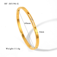 Bracelets Joncs Minimalistes en Acier Inoxydable Plaqué Or 18K avec Fermoir Creux en Zircon pour Femmes - Vente en Gros de Bijoux de Mode