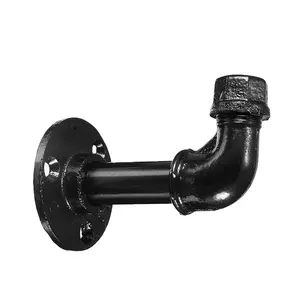Black Cast Iron Pipe Fitting Female Thread Round Flange with 4 Holes Home Decor Fittings