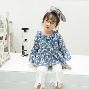 Nueva Llegada, Camiseta de Algodón con Estampado Floral de Manga Larga para Niña, Hecha en China - Product Image 1