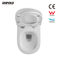 WC mural de luxe monobloc avec réservoir encastré, corps en céramique, finition blanc brillant, système de chasse d'eau par gravité, salle de bain 5