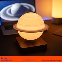Lampe Saturne à lévitation magnétique créative de haute technologie, sensible au toucher, à intensité variable, 18 cm, lumière ambiante tricolore, chambre à coucher, bureau