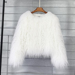 Q20846 sólido Otoño Invierno suave abrigo de piel peluda burbuja lana cálido Faux mujeres abrigo de piel mullida chaqueta femenina prendas de vestir exteriores - Product Image 4