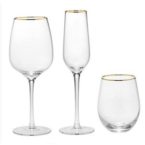 Coffrets cadeaux haut de gamme Verres à champagne personnalisés pour le vin avec bord doré ou personnalisez votre marque, copas De <span class=keywords><strong>Cristal</strong></span> Con Dorado - Product Image 1