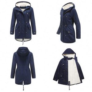 2021 New Arrive Winter Women Solid Color Hooded Overcoat Fleece Inner Parka Heavy Cotton <strong>Velveteen</strong> Warm Outwear Tops Jacket <strong>Coat</strong> - Product Image 6