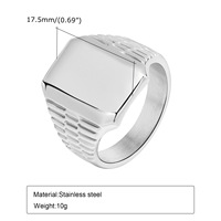 Hochglanz polierte 18 Karat Vergoldung Herrenmode Trend Edelstahl Sand Blank Square Ring Für Herrenmode benutzer definierte Logo Ringe