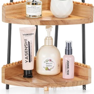 Étagère d'angle en bois transfrontalière, support de rangement double couche pour cosmétiques et articles de toilette de salle de bain, support de rangement pour parfums - Product Image 3