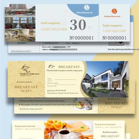Tarjetas de Descuento Personalizadas para Restaurantes y Hoteles, Cupones de Efectivo Multiusos y Boletos para Desayuno para Promoción de Servicios de Alimentación