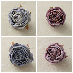 Têtes de roses artificielles Guhe réalistes en tissu tressé pour décoration de mariage – Bleu clair, bleu foncé, rouge, violet - Product Image 3