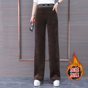 Black Wide Leg <b>Pants</b> High Waisted Loose Fit Fleece <b>Lined</b> Thick Corduroy Casual Women's <b>Pants</b> - Product Image 4