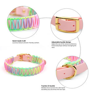 Haustier Hunde halsband und Leine Set Rosa hand gewebte Gummi leinen für kleine mittlere und große Hunde Bunte Bleis eil benutzer definierte Farben - Product Image 6